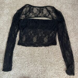 SHEIN Black Sheer Lace Blouse